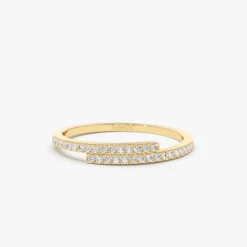 14k Cross Over Diamond Stackable Ring