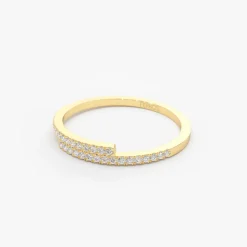 14k Cross Over Diamond Stackable Ring
