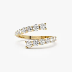 14k Cross Over Graduated Diamond Wrap Ring