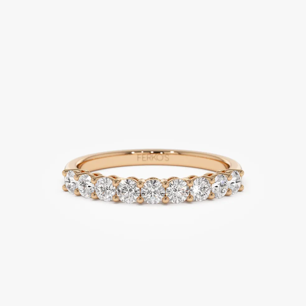 14k 0.55ctw 9 Stone Basket Setting Diamond Wedding Ring