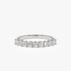 14k 0.55ctw 9 Stone Basket Setting Diamond Wedding Ring