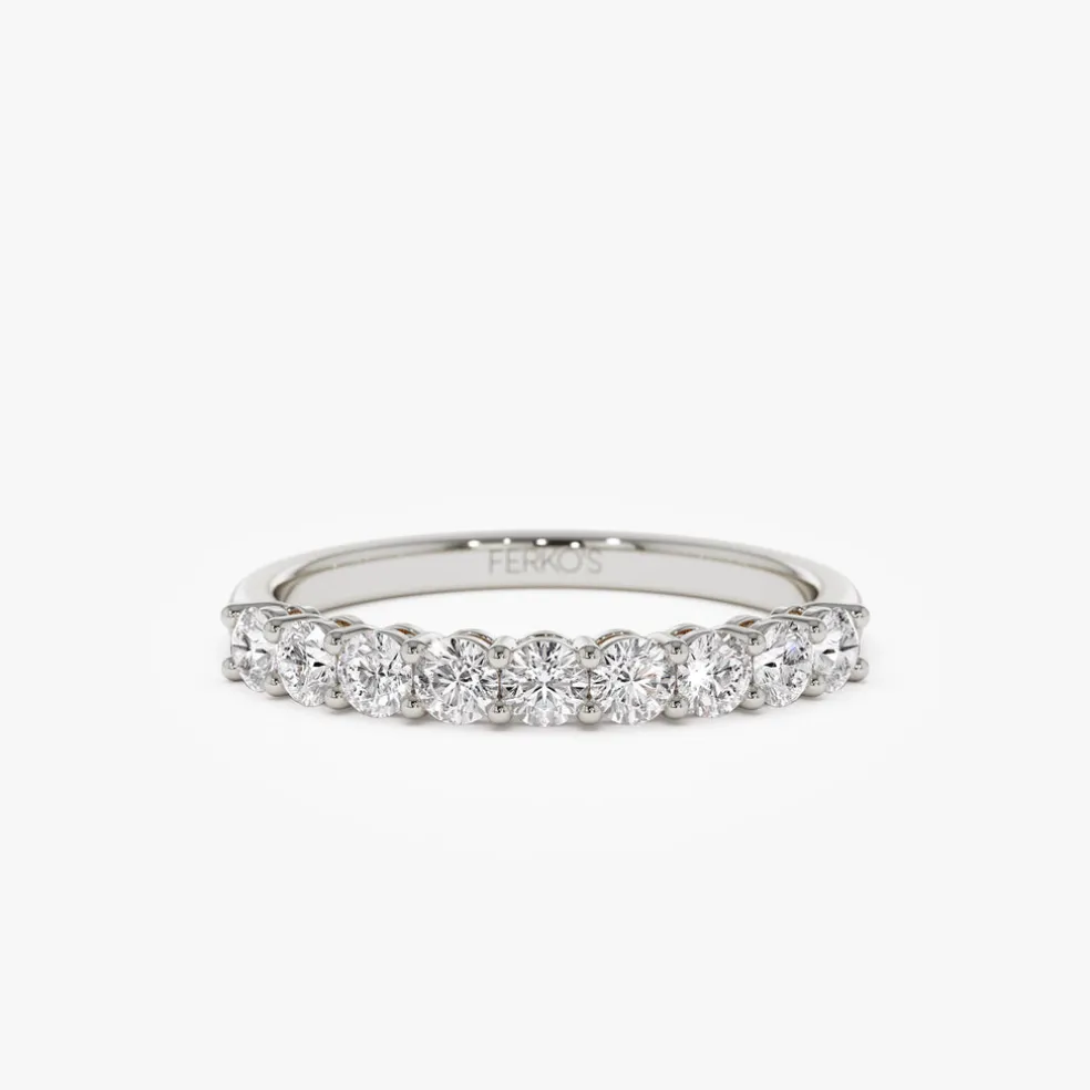 14k 0.55ctw 9 Stone Basket Setting Diamond Wedding Ring