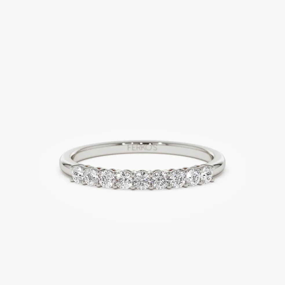 14k 0.30ctw 9 Stone Basket Setting Diamond Wedding Ring