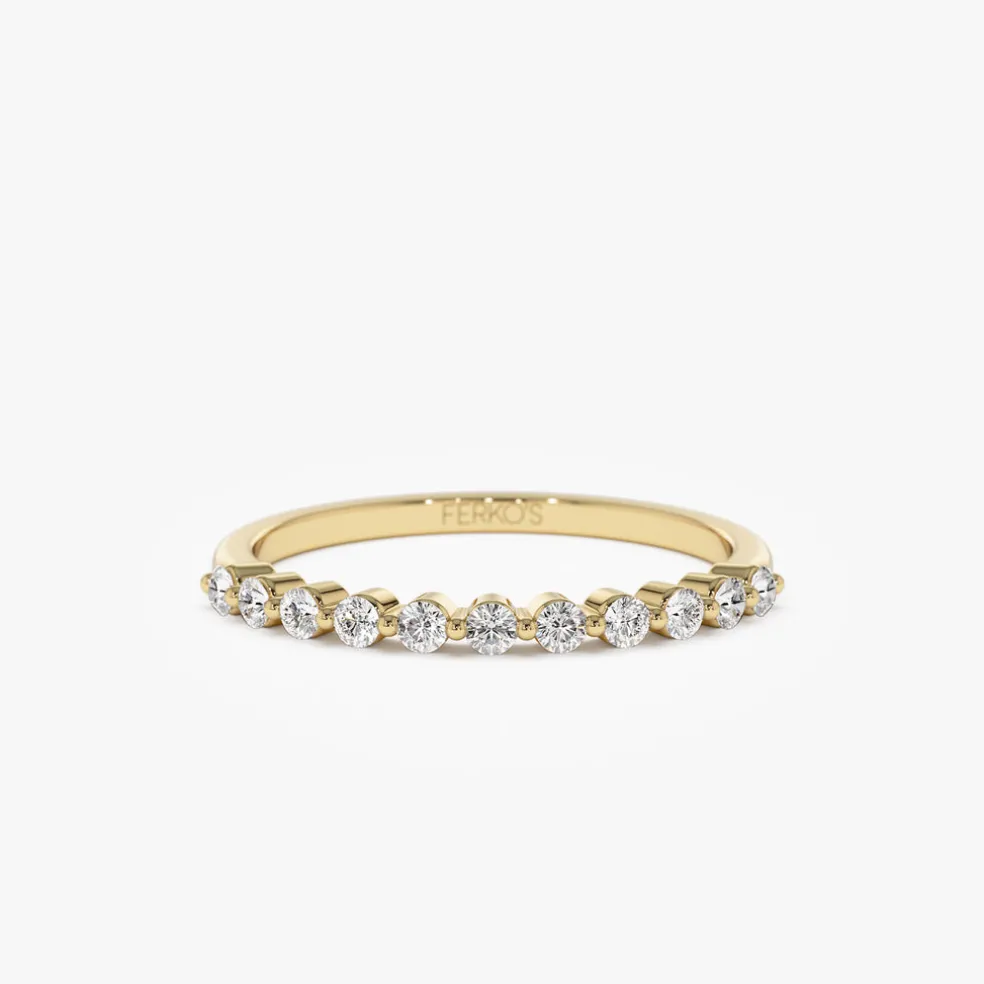 14k 0.30ctw 11 Stone Shared Prong Diamond Wedding Band