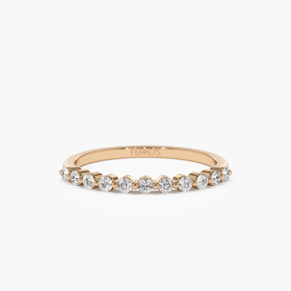 14k 0.30ctw 11 Stone Shared Prong Diamond Wedding Band