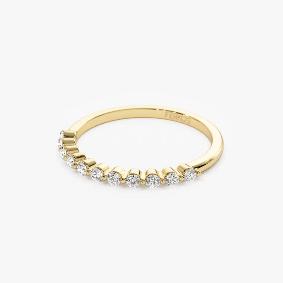 14k 0.30ctw 11 Stone Shared Prong Diamond Wedding Band