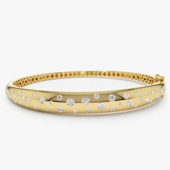 14k 1.20ctw Dome Floating Diamond Bangle Bracelet