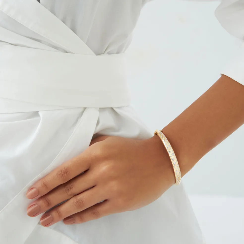14k 1.20ctw Dome Floating Diamond Bangle Bracelet