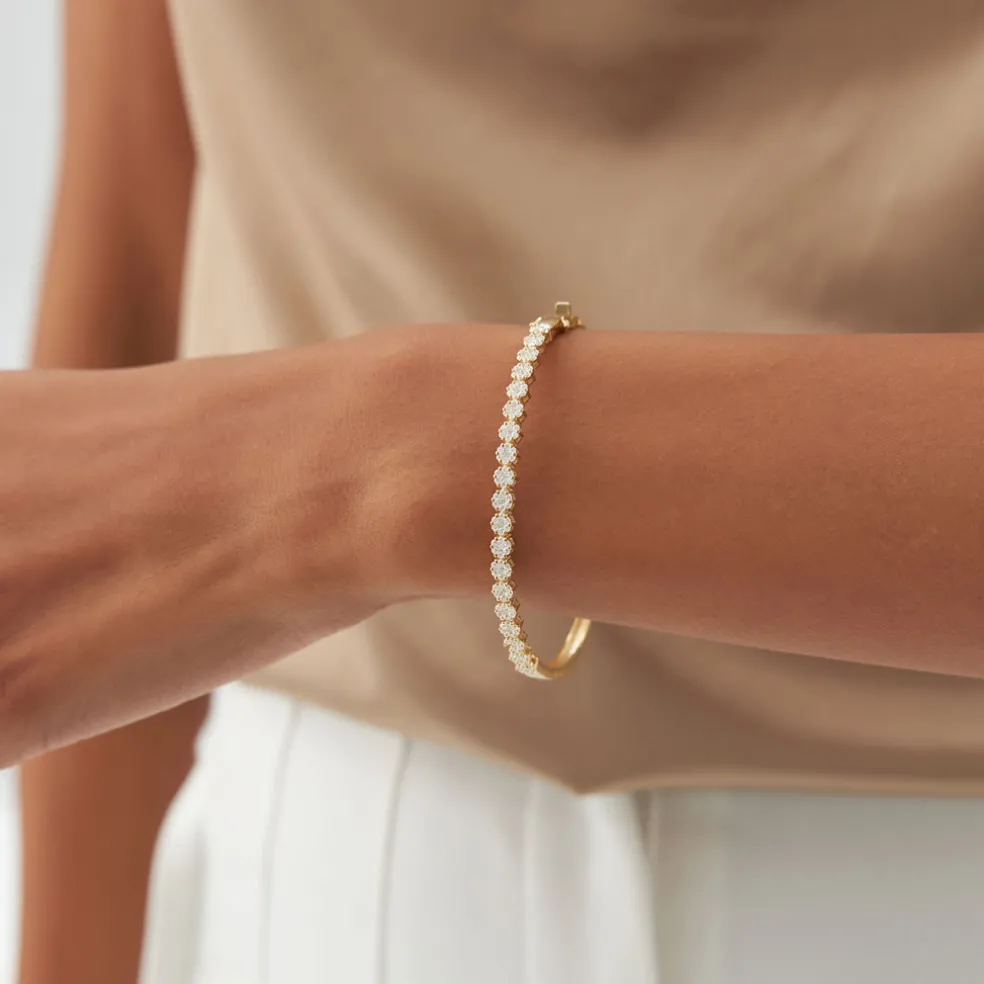 14k 1.15ctw Luxurious Cluster Diamond Bangle