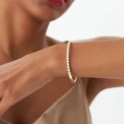 14k 1.15ctw Luxurious Cluster Diamond Bangle
