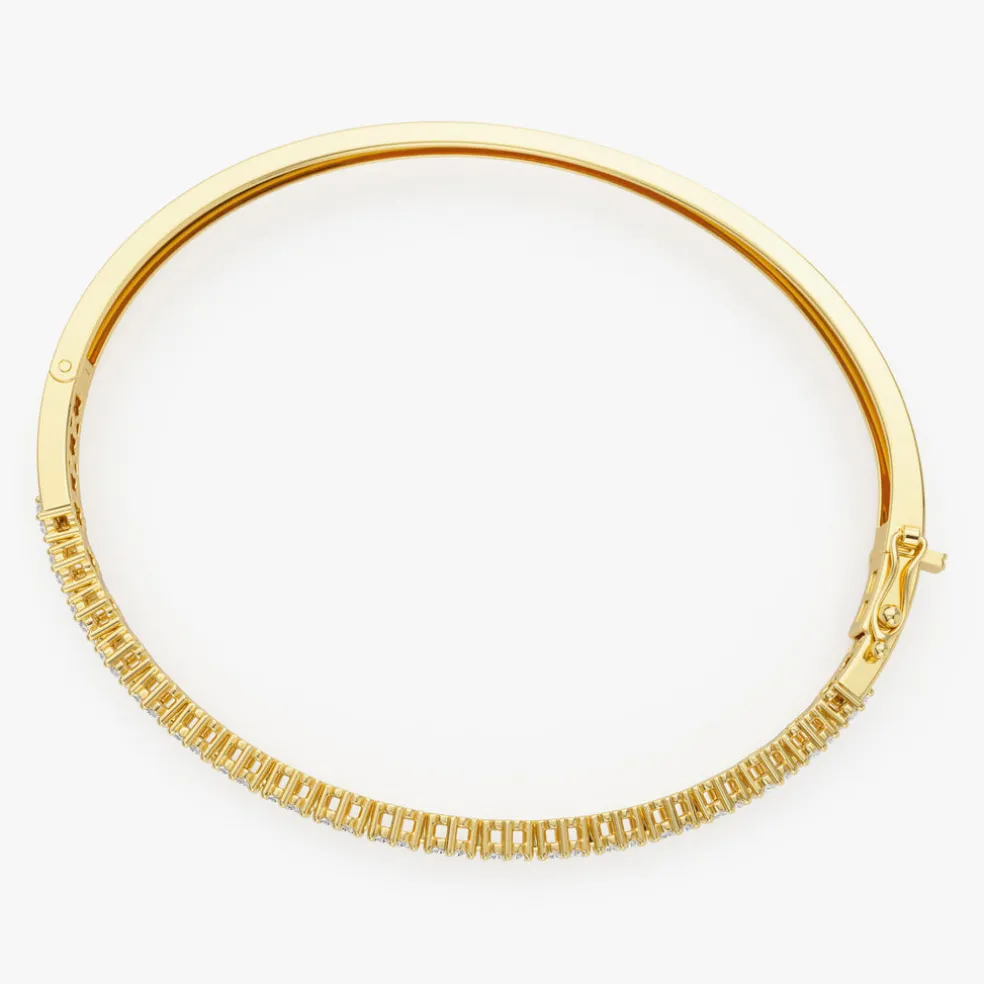 14k 1.15ctw Luxurious Cluster Diamond Bangle