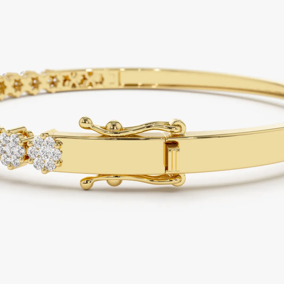 14k 1.15ctw Luxurious Cluster Diamond Bangle