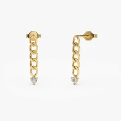 14k Cuban Link Diamond Earrings