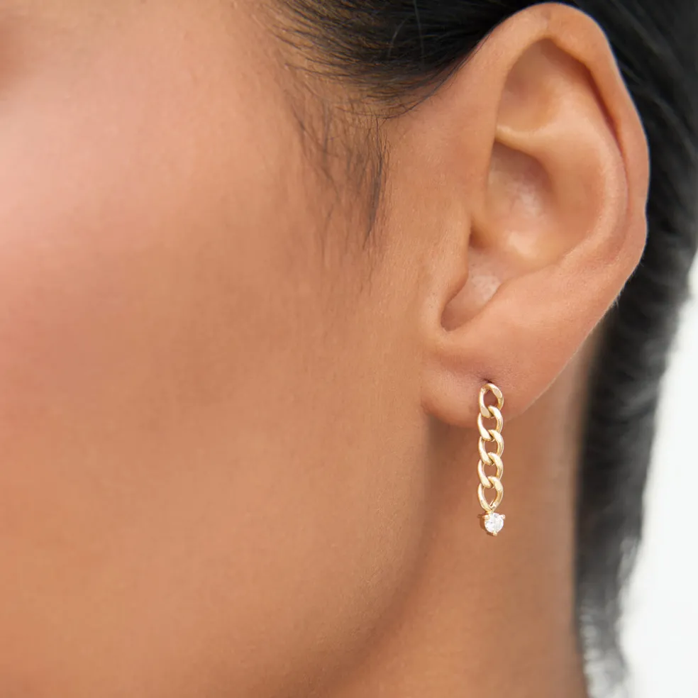 14k Cuban Link Diamond Earrings