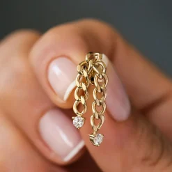 14k Cuban Link Diamond Earrings