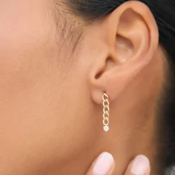 14k Cuban Link Diamond Earrings