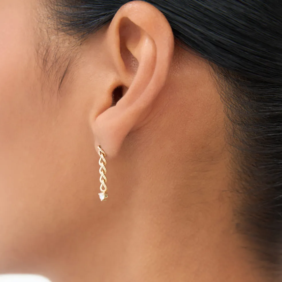 14k Cuban Link Diamond Earrings