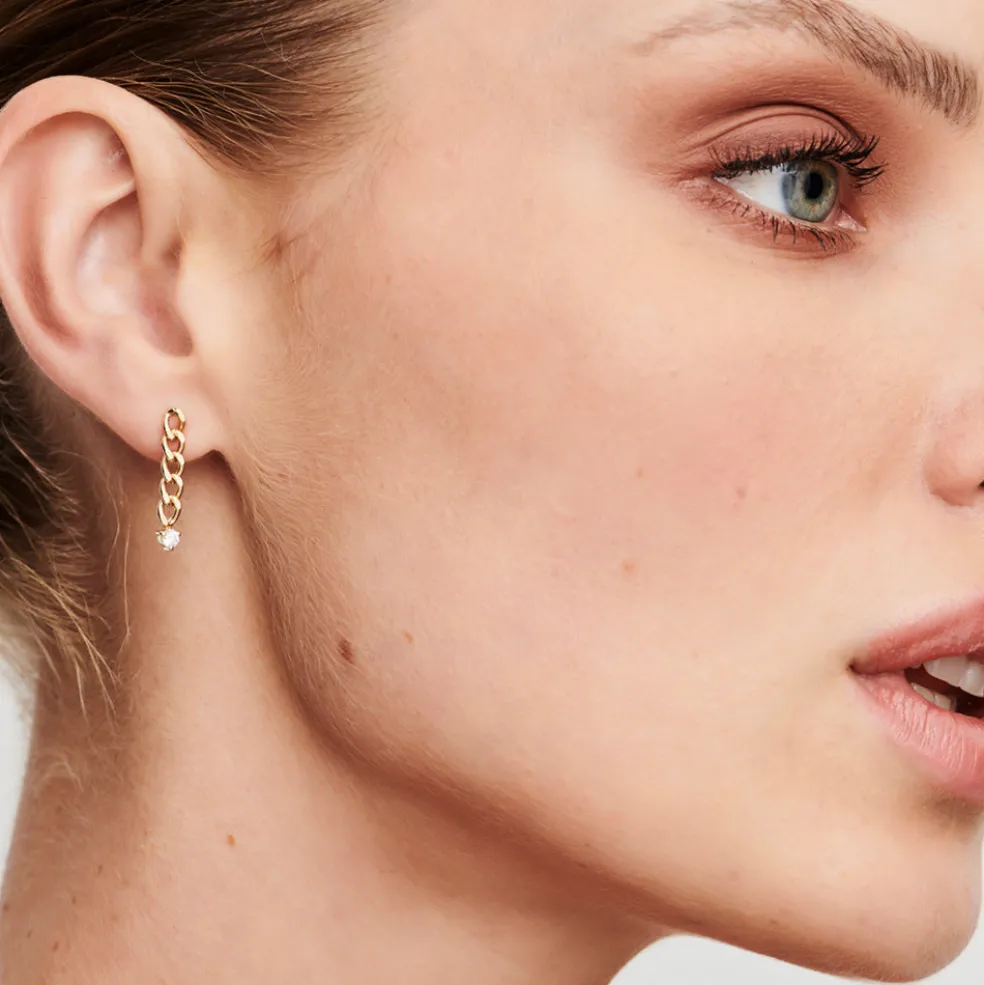 14k Cuban Link Diamond Earrings