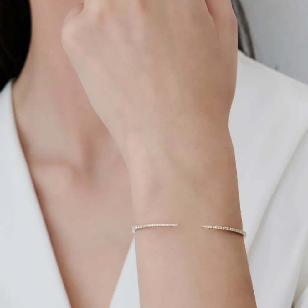 14k Cuff Diamond Bangle Bracelet 0.50 ctw