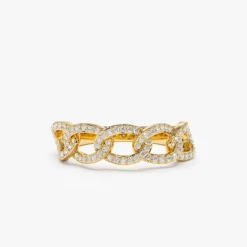 14k Curb Link Diamond Pave Ring