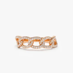 14k Curb Link Diamond Pave Ring