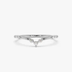 14k Curved Chevron Diamond Stacking Ring