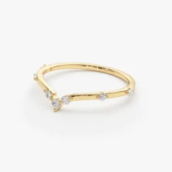 14k Curved Chevron Diamond Stacking Ring