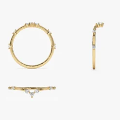 14k Curved Chevron Diamond Stacking Ring