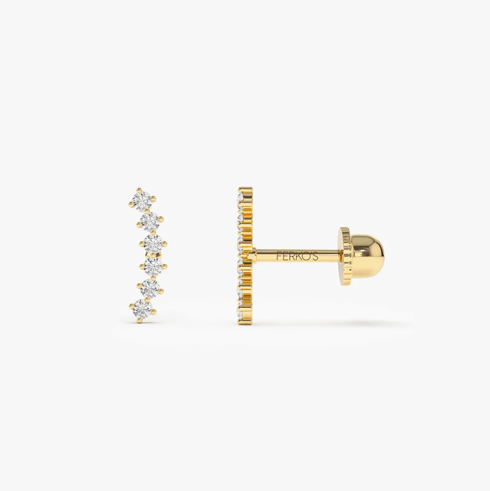 14k Curved Diamond Cluster Helix Piercing