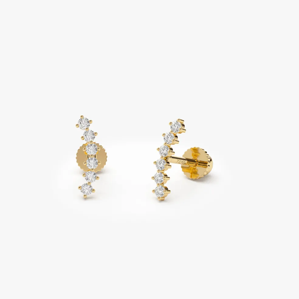 14k Curved Diamond Cluster Helix Piercing