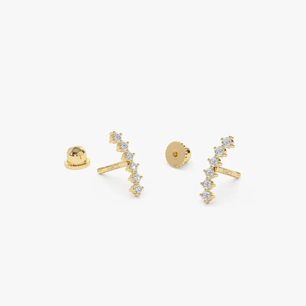 14k Curved Diamond Cluster Helix Piercing