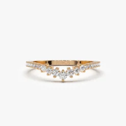 14k Curved Graduating Diamond Wedding Band