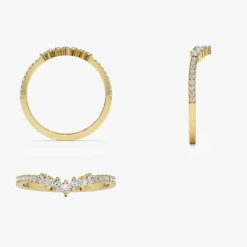 14k Curved Graduating Diamond Wedding Band