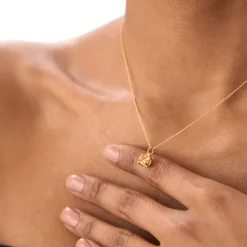 14K Cushion Cut Citrine Solitaire Necklace