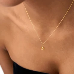 14K Cushion Cut Citrine Solitaire Necklace
