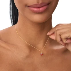 14K Cushion Cut Garnet Solitaire Necklace