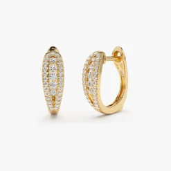 14k Cute Diamond Huggie Earrings