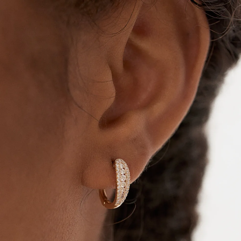 14k Cute Diamond Huggie Earrings