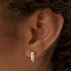 14k Cute Diamond Huggie Earrings