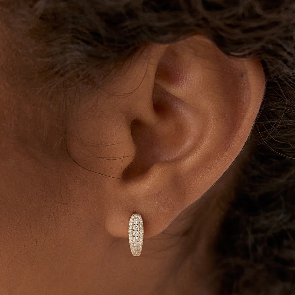 14k Cute Diamond Huggie Earrings