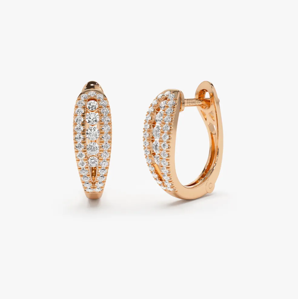 14k Cute Diamond Huggie Earrings