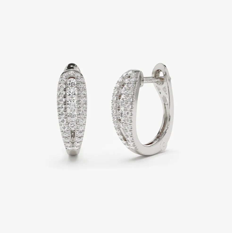 14k Cute Diamond Huggie Earrings