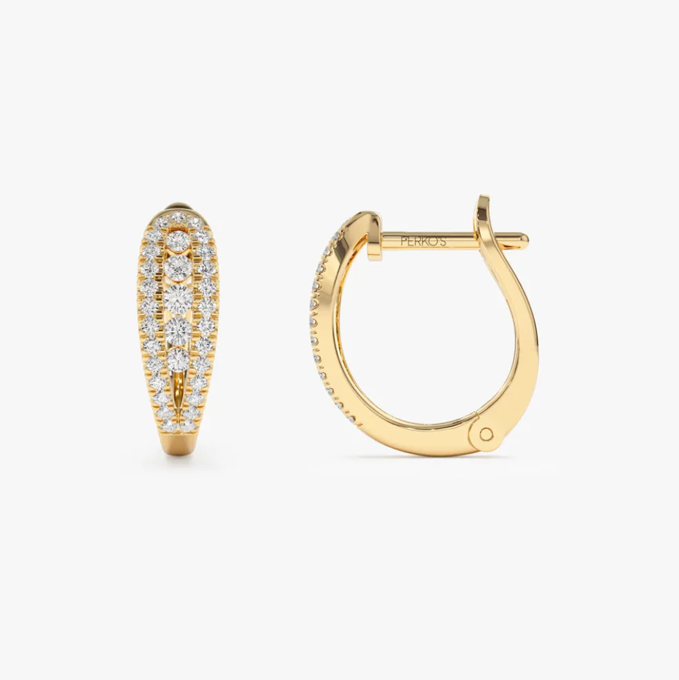 14k Cute Diamond Huggie Earrings