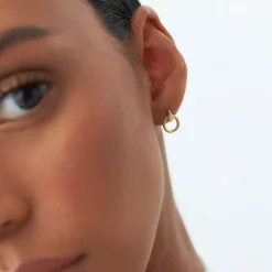 14k Dainty Circle Drop Earrings