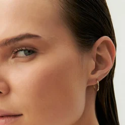 14k Dainty Diamond Hoop Earrings