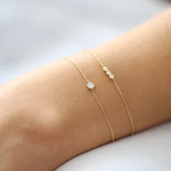 14K Dainty Diamond Solitaire Bracelet