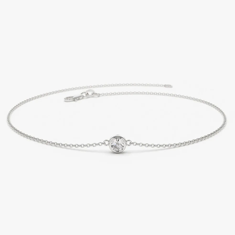 14K Dainty Diamond Solitaire Bracelet