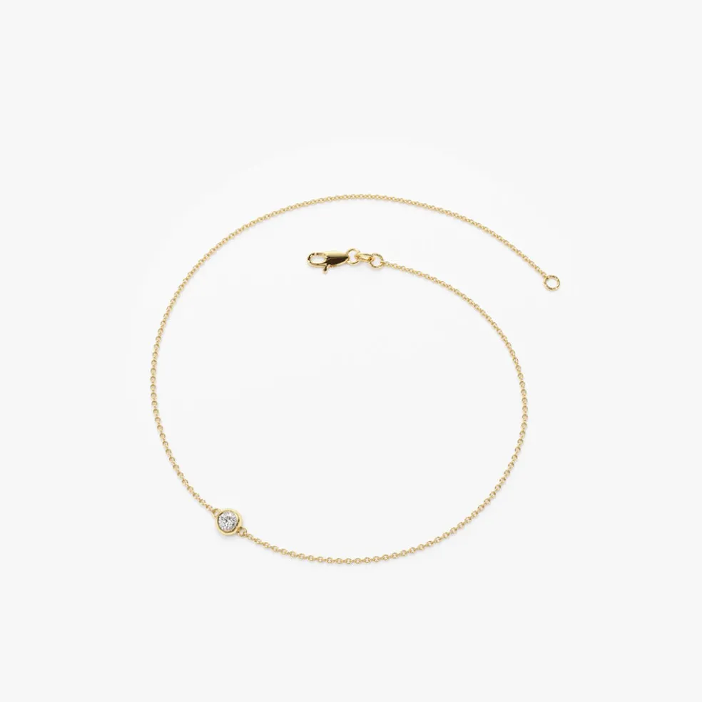 14K Dainty Diamond Solitaire Bracelet