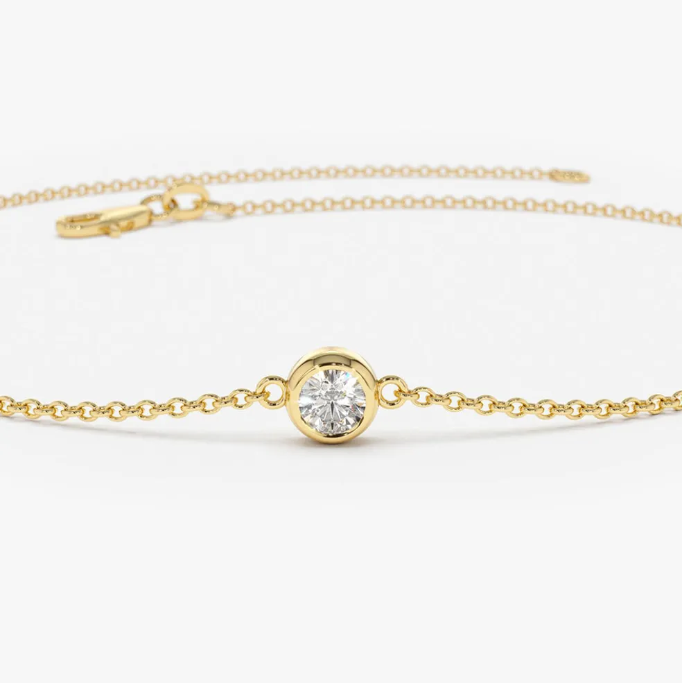 14K Dainty Diamond Solitaire Bracelet