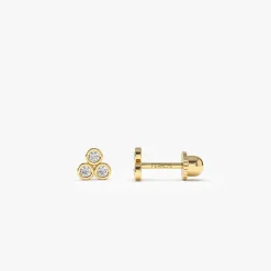 14K Dainty Diamond Trio Helix Piercing